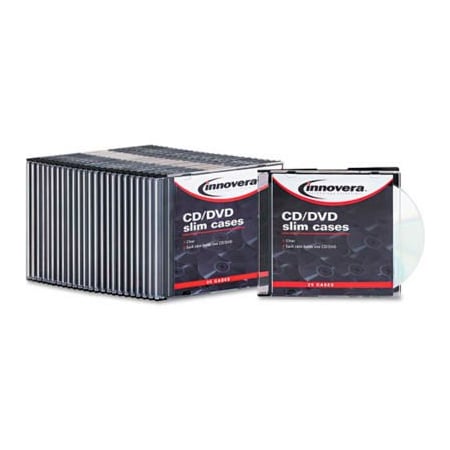 Innovera Thin Line Polystyrene CD/DVD Storage Cases, Clear, 25 per Pack 85825